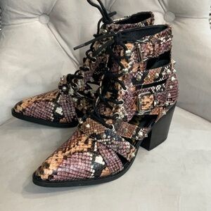 Sam Edelman Snakeskin Leather Ankle Boots Size 6